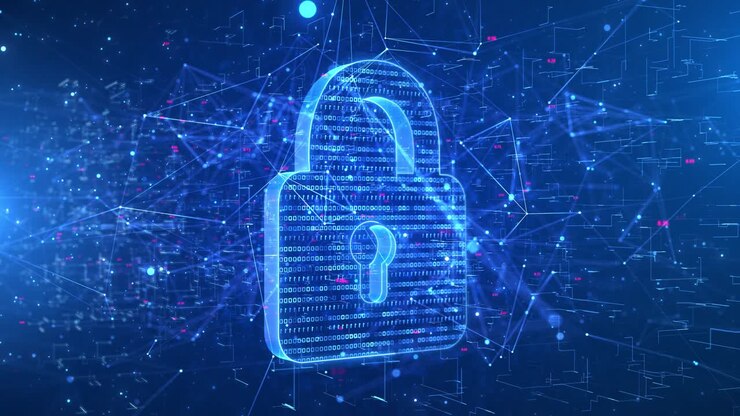 Cyber security lockransomware seamless loop animation loop background data encryption coding concept