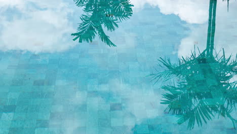 timelapse of luxury swimming pool set with reflections of clouds in the water