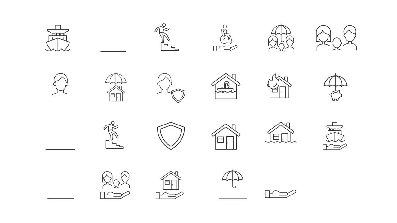 Insurance and Protection Line Icons