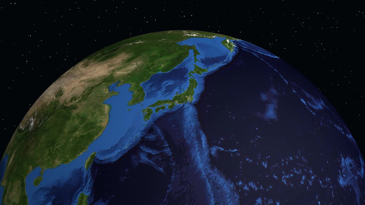 Animazione digitale ingrandisce dallo spazio su Shizuoka, Giappone, con indicatori precisi di latitudine e longitudine.
