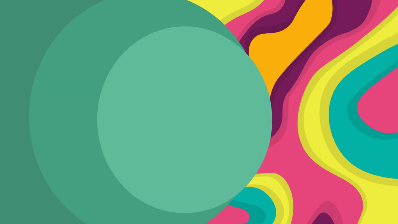 animación de círculos verdes sobre el patrón retro de neón