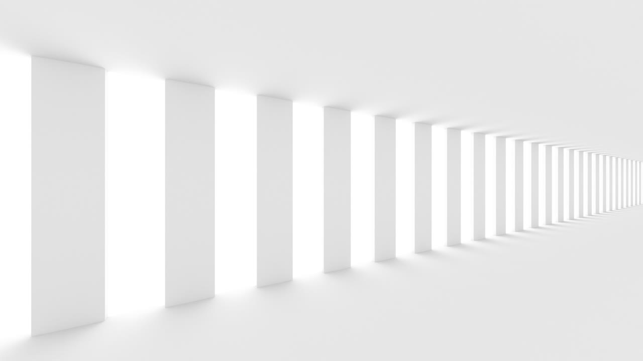 corredor blanco vacío futurista con paredes rectangulares y luz brillante