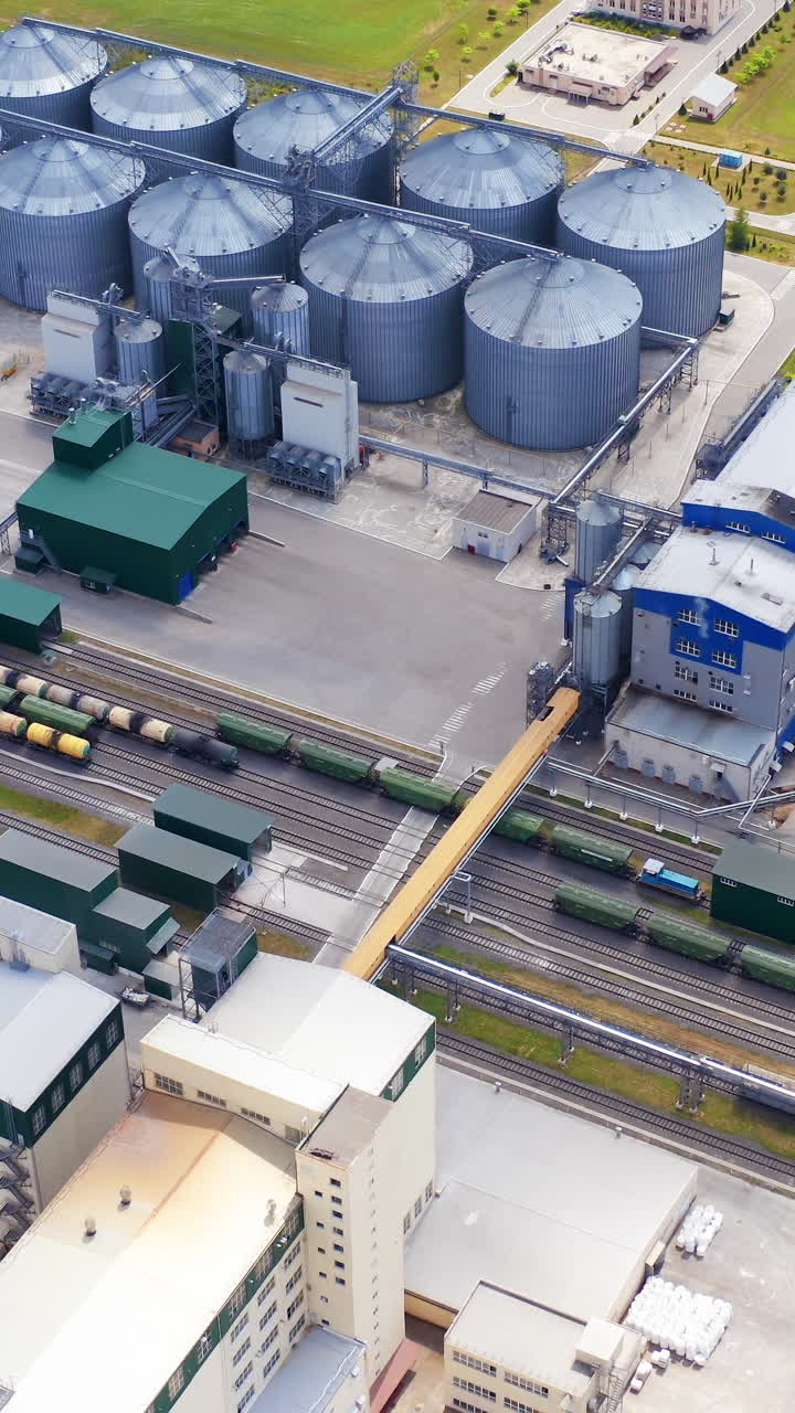 Huge metal construction of grain elevators