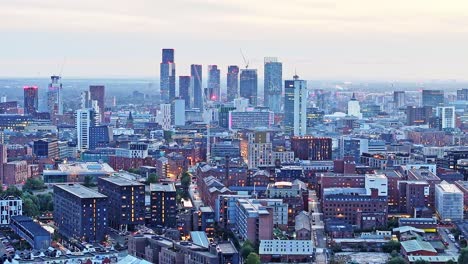 new modern skyscrapers and glass office buildings in manchester city