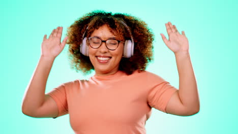 Headphones,-dance-and-black-woman-in-studio