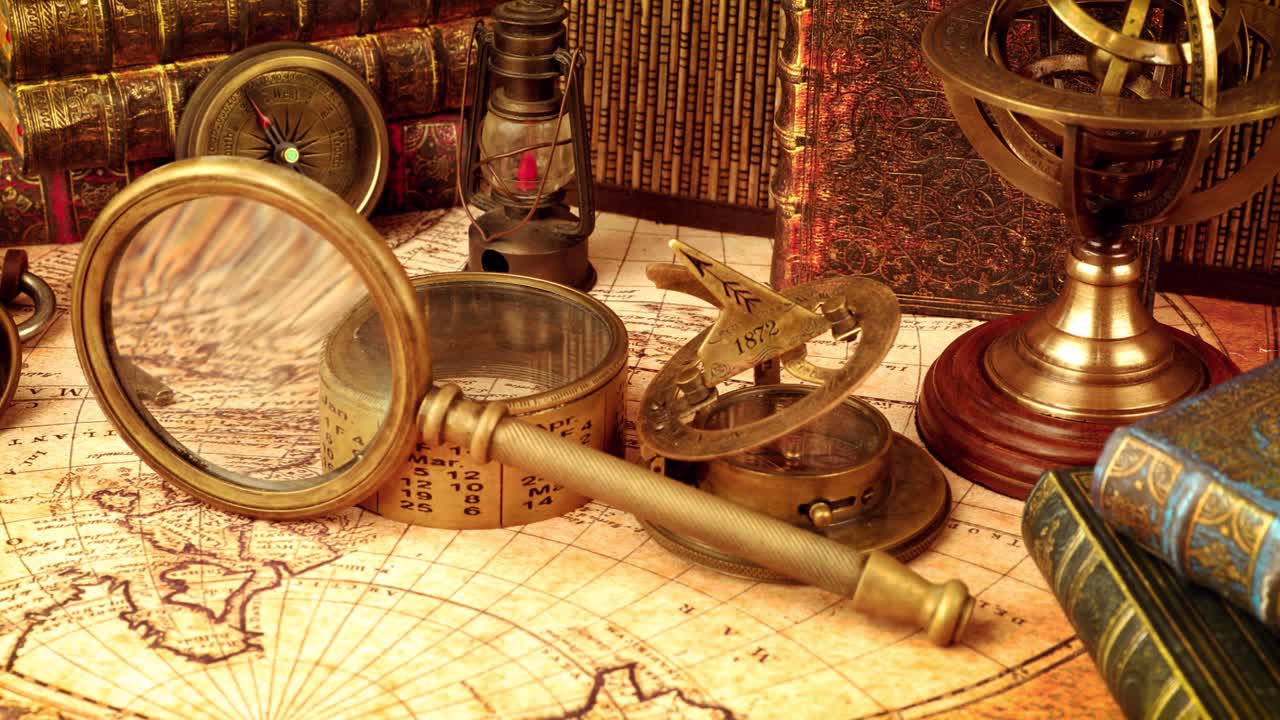 1565년의 오래된 지도에 그려진 빈티지 고정물입니다.