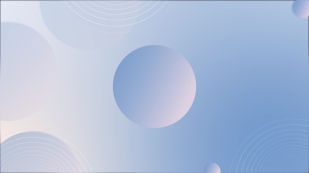 Animation pastel spheres floating soft gradient background use of concentric circles subtle motion
