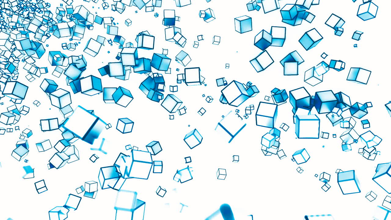 떠다니는 큐브와 함께 추상적인 배경