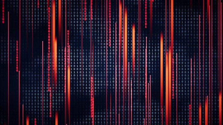 Binary numbers with cyberspace, 3d rendering.
