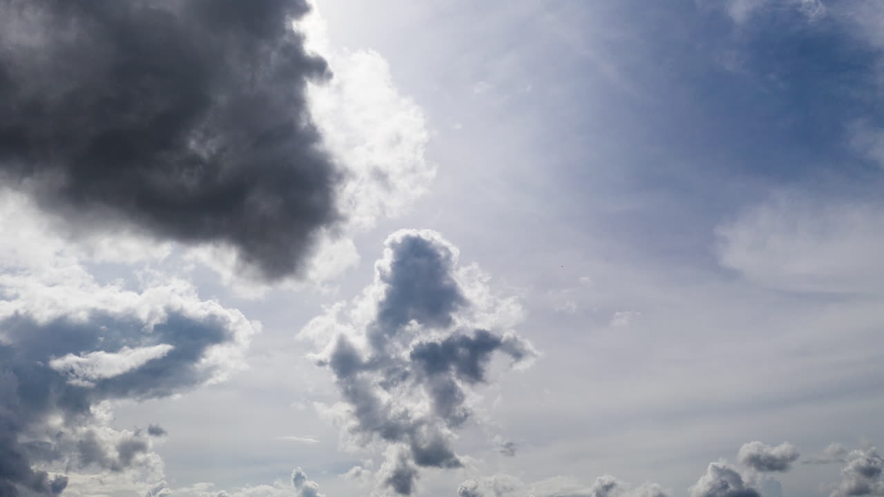 Beautiful time lapse of moving white clouds on midday sunlight