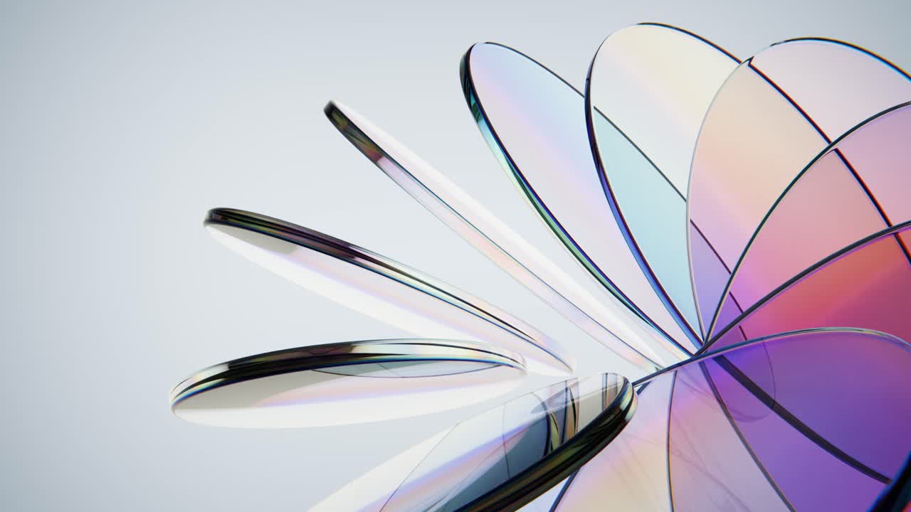 Dynamic Abstract Background of Shimmering Iridescent Glass Circles
