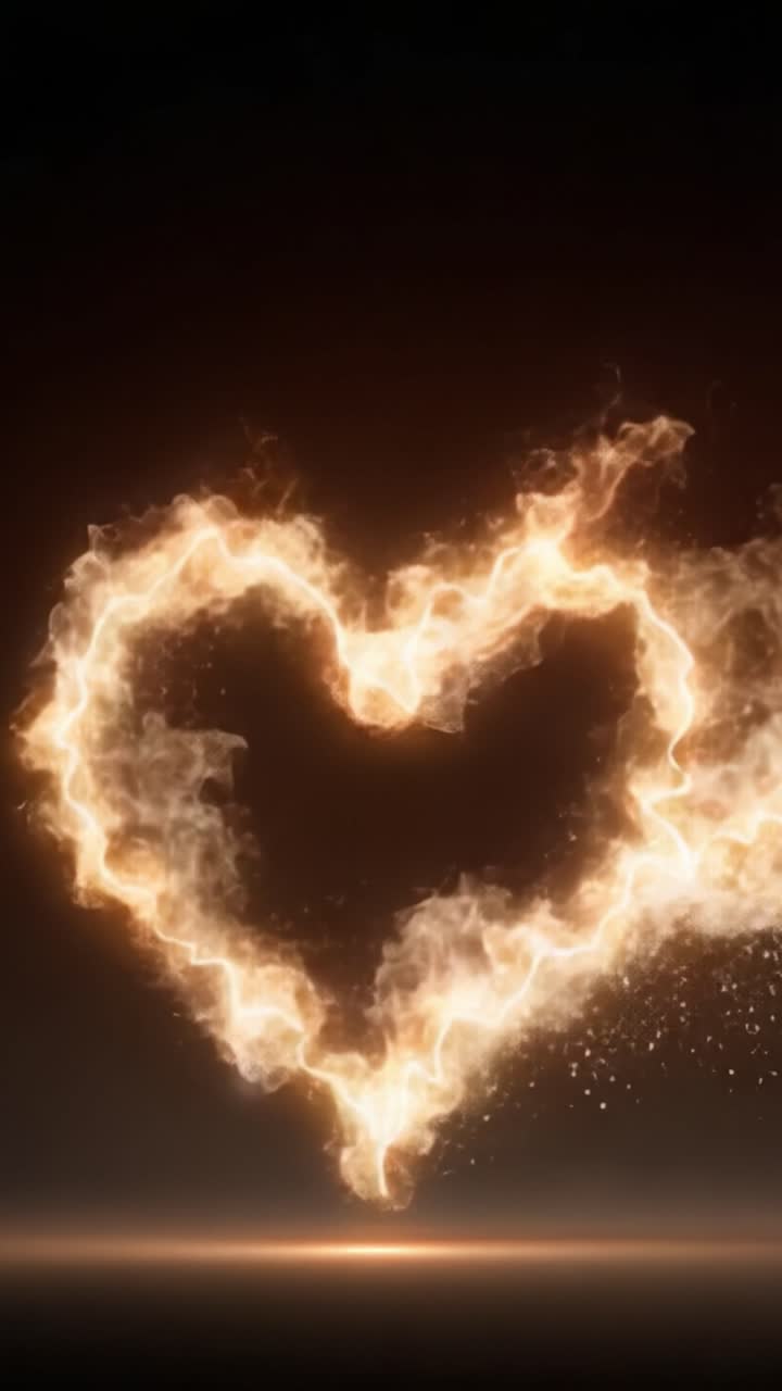 Un'Immagine Spettacolare di Simboli di Cuore Infuocati, che Cattura l'Essenza della Passione e dell'Intensità Attraverso Fiamme e Scintille in un Contesto Scuro