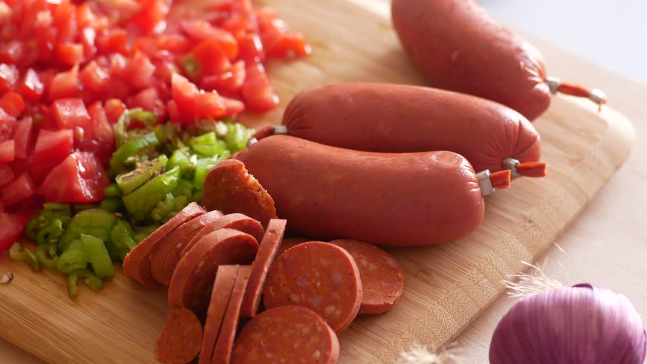 Preparazione di Salsiccia Turca con Verdure