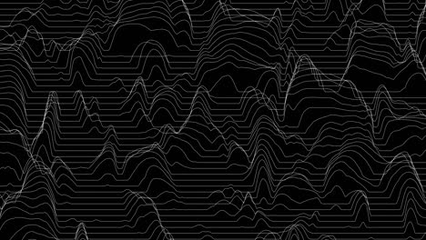 animación de bucle de rayas ultra delgadas de moda con líneas de distorsión de onda. paisaje de ruido abstracto. fondo de ondulación procedimental. 4k uhd.