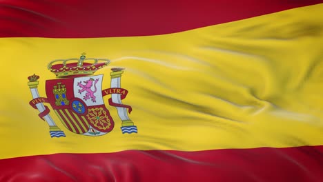 spain flag waving in the wind with highly detailed fabric texture. seamless loop