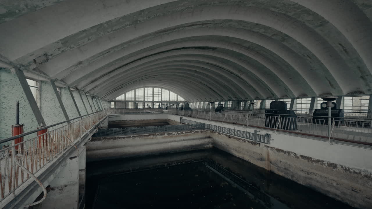 Interior View of an Abandoned Industrial Water Treatment Plant
