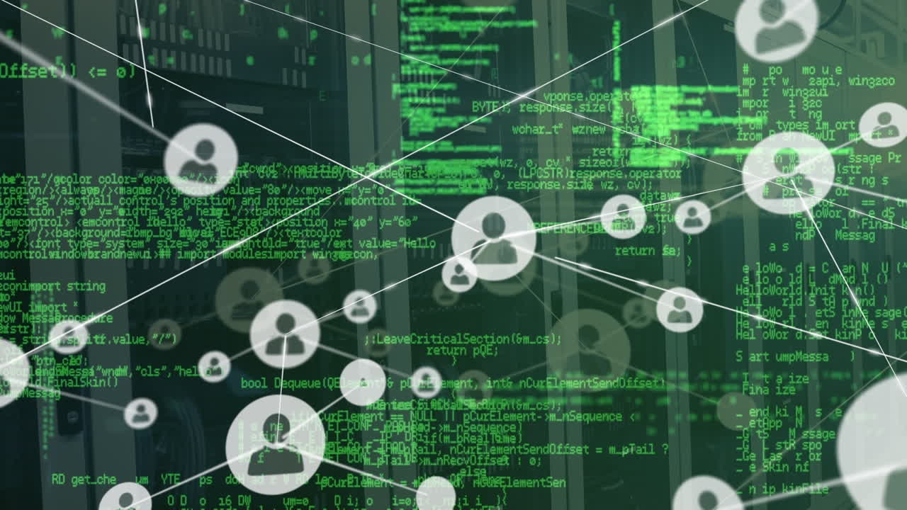 animación de conexiones y procesamiento de datos a través de servidores