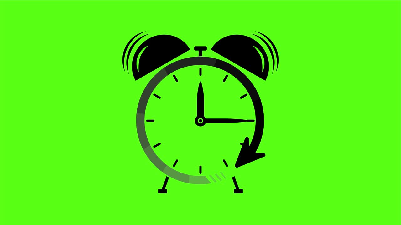 Time running symbol video animation, green background