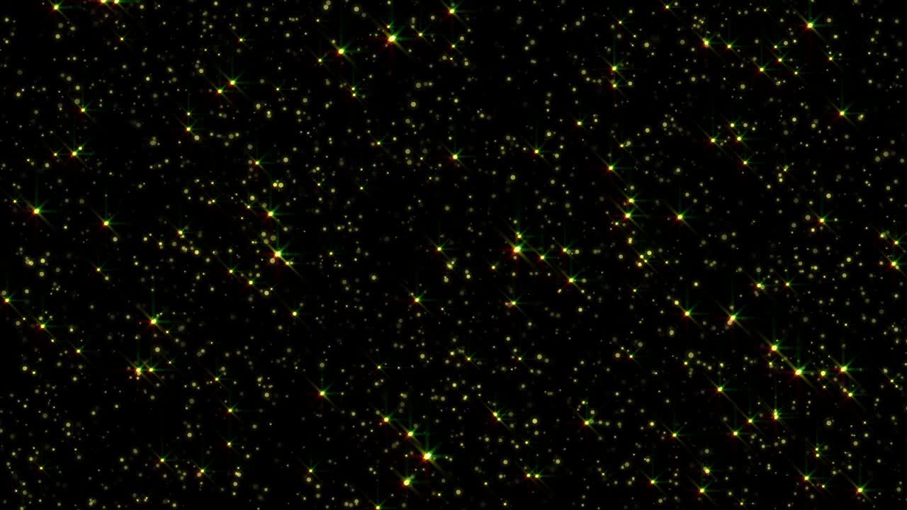 las estrellas brillantes de 4k, las partículas de glamour, la superposición en bucle.