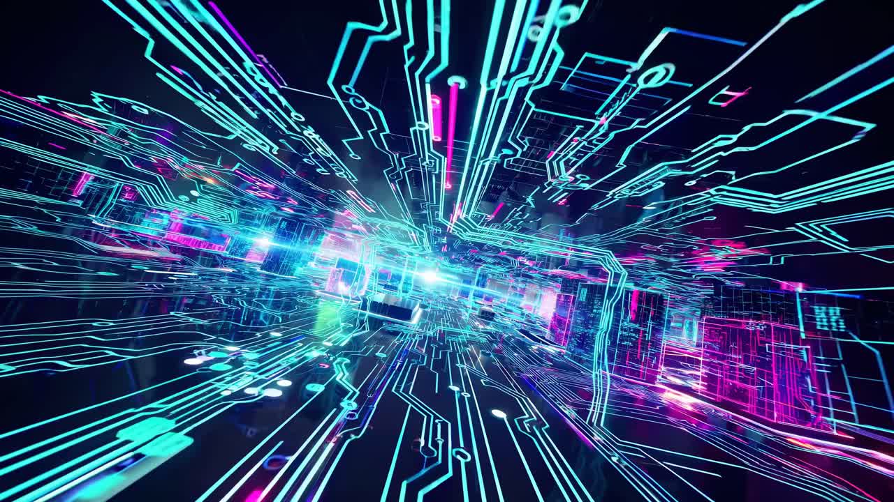 Abstract Circuit Board Tunnel Visualization
