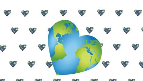 animation of heard shaped globes floating over big heart shaped globe