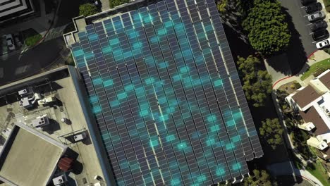 solar panels of vfx, motion graphics, photovoltaic aerial rising up over parking structure