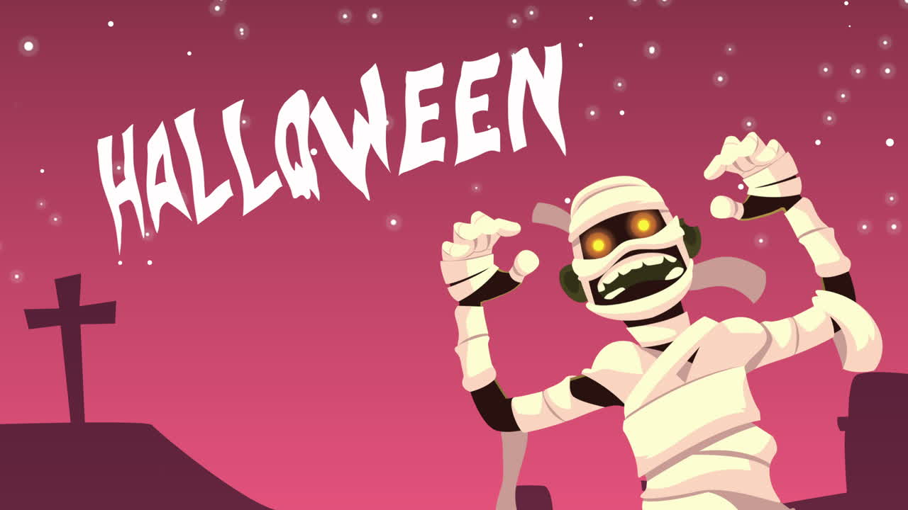Pelottava muumio Halloween-kuvitus