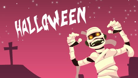ilustración de halloween de la momia asustadiza