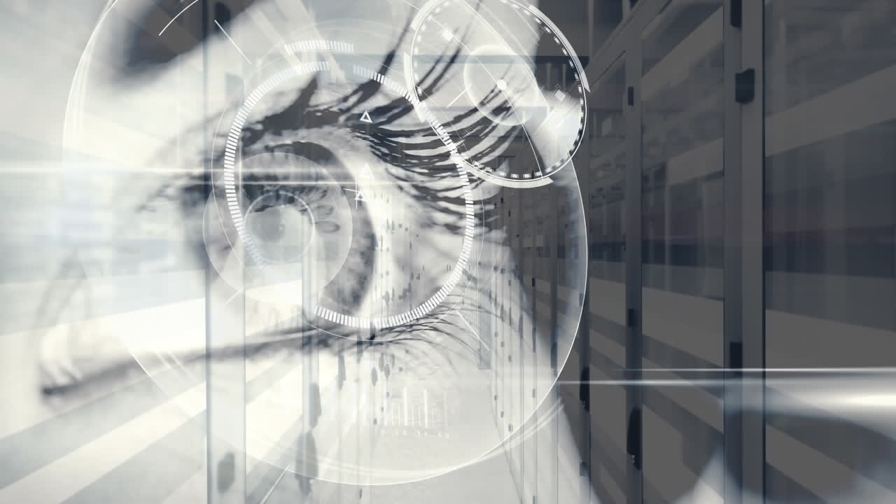 Animation of digital human eye in a server room