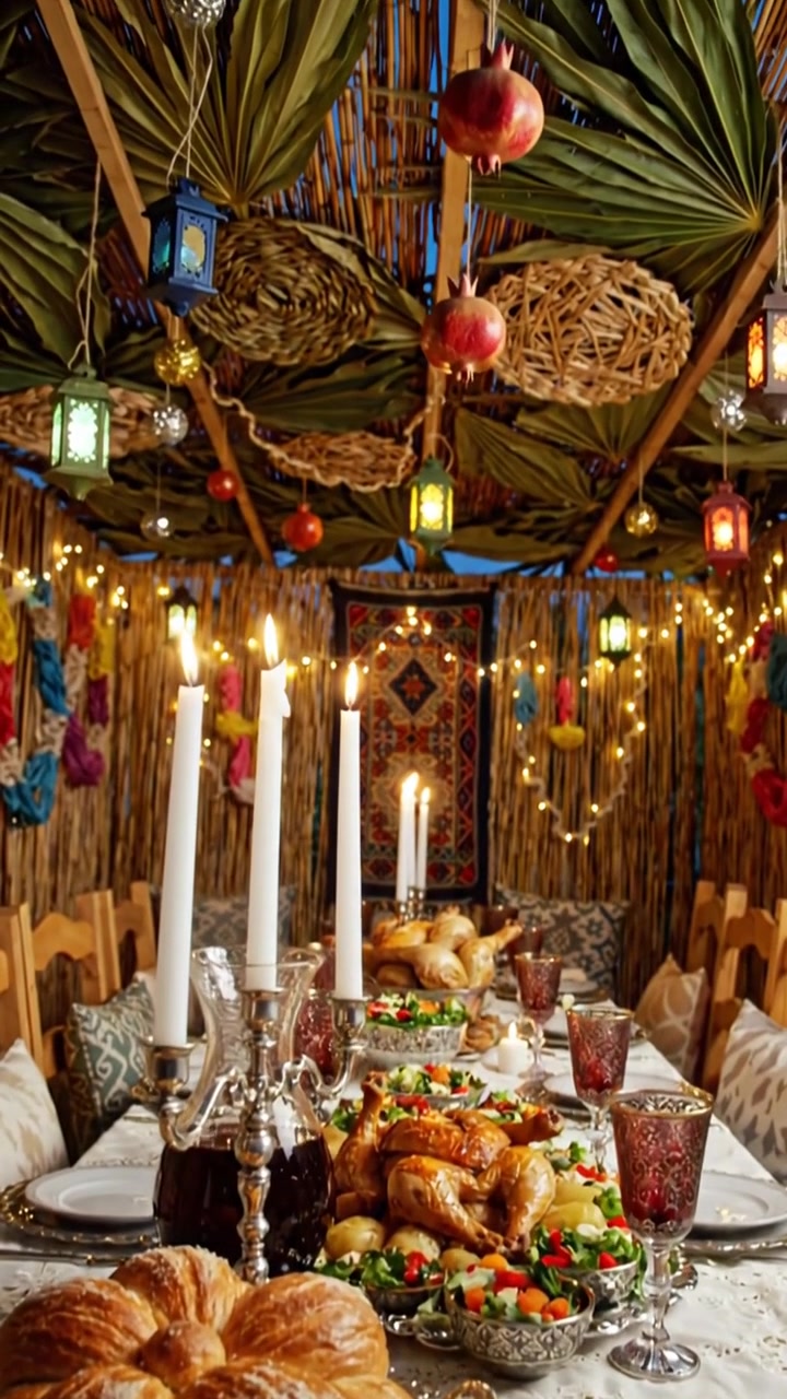 Judisk Sukkot-helg middagsdukning
