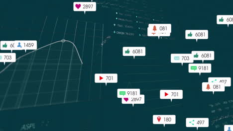 animation of icons and digital data processing over dark background