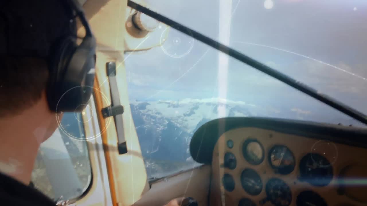 animación de la red de conexiones sobre el avión