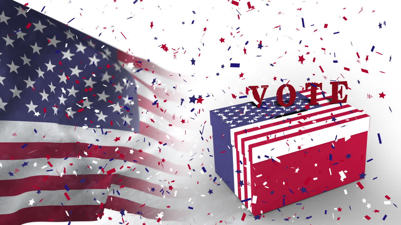 Video of American flag and ballot box