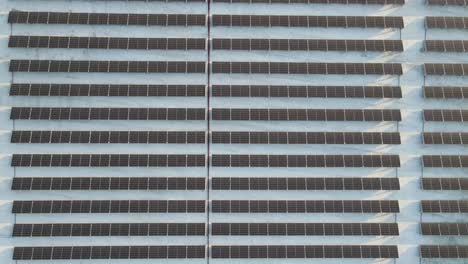 aerial view of solar panels in a solar farm used for clean energy production