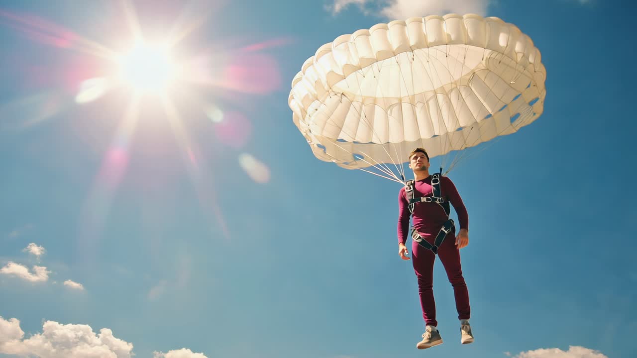 Man Skydiving with Parachute