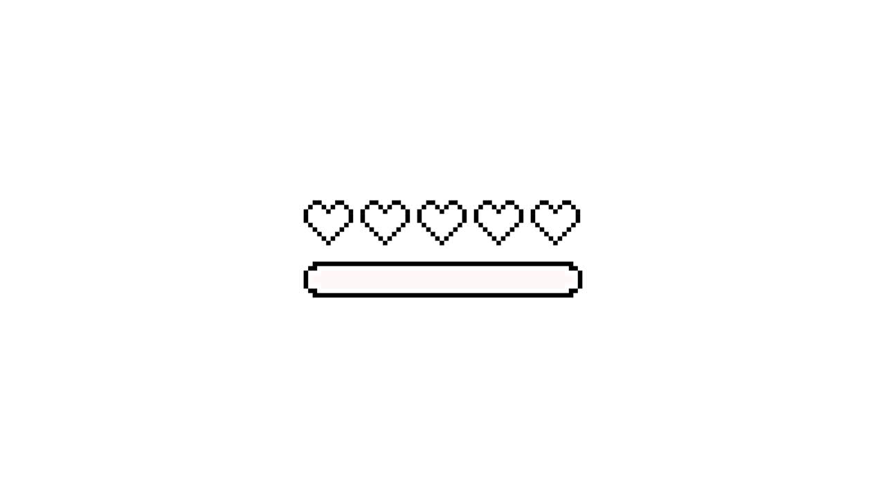 Cuori e Barra della Salute in Pixel Art Retrò in Esaurimento
