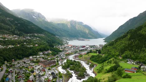 odda norway, drone ascend view from the south