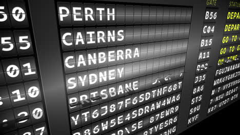 departures board for australian cities