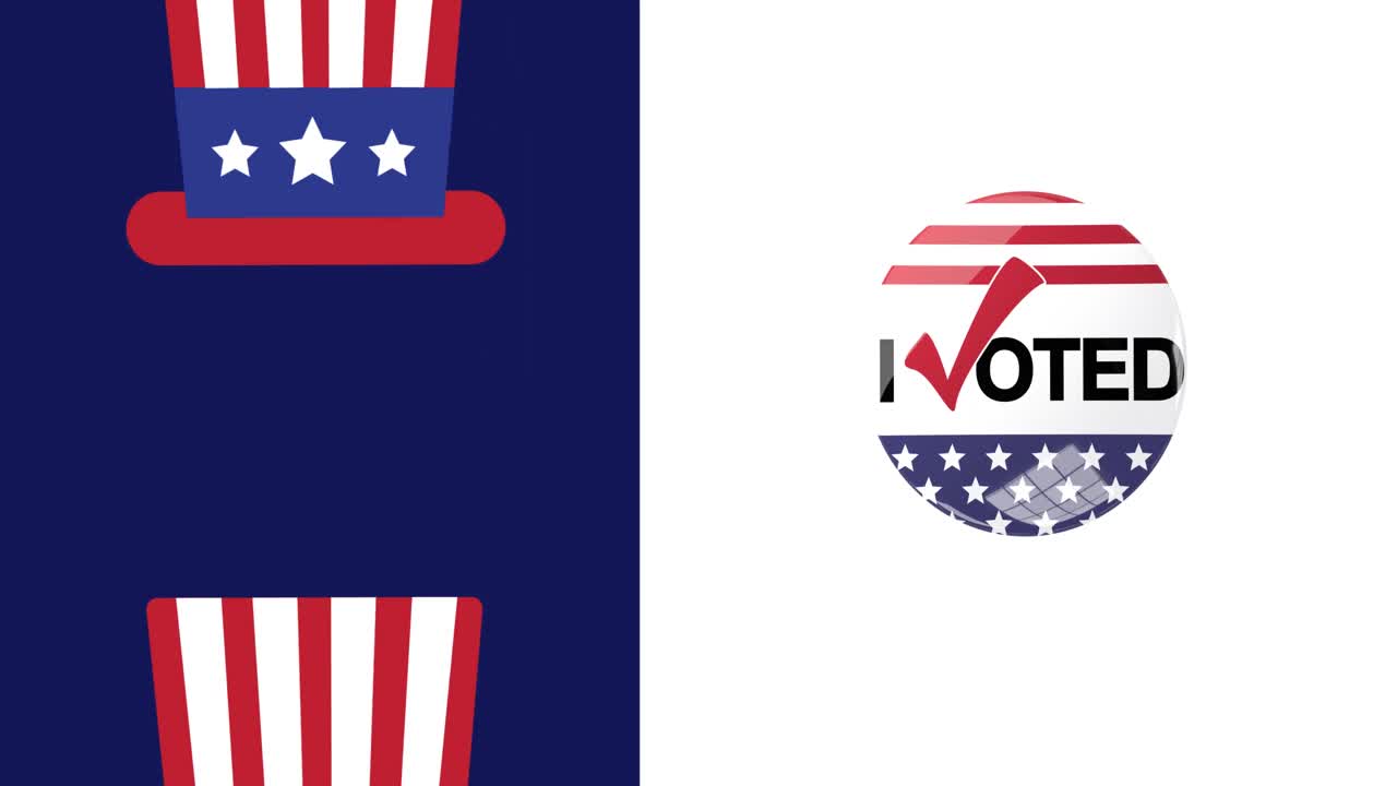 빨간색,  ⁇ 색, 파란색 미국 국기 색의 애니메이션과  ⁇ 색에 i 투표 텍스트