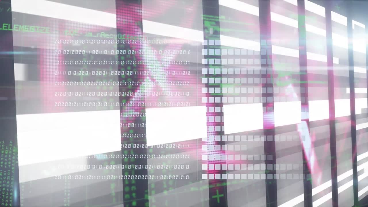 animación del procesamiento de datos a través de servidores informáticos