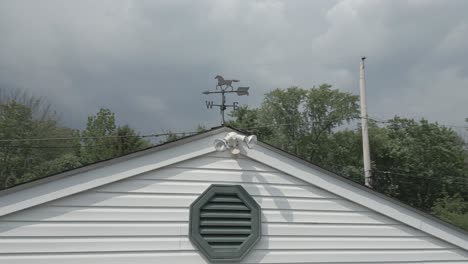 storm clouds and heavy winds roll in as the weathervane reacts