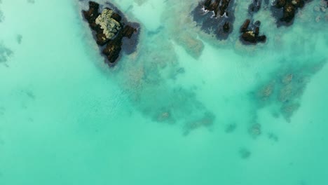 Aerial-view-of-colourful-paradise-beach-travel-destination