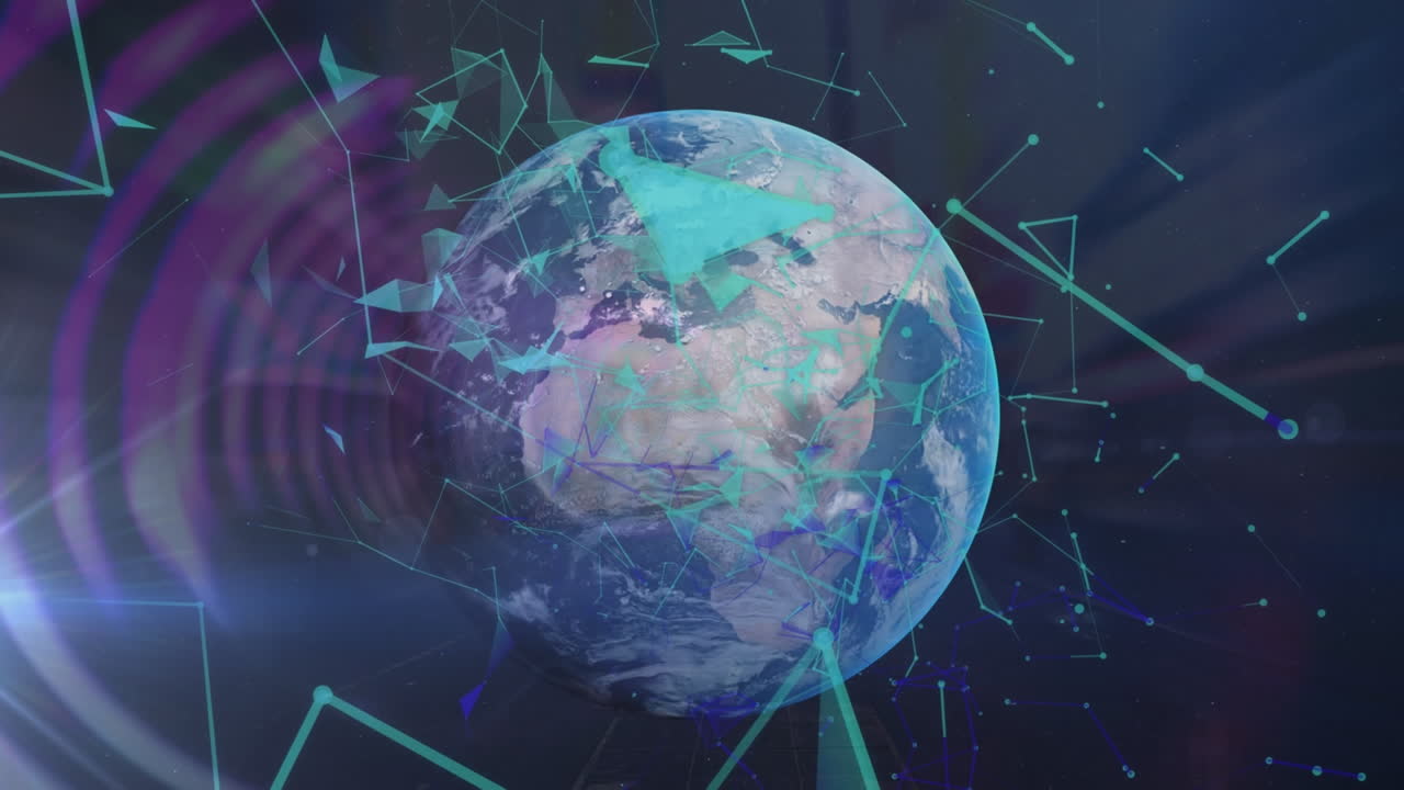 animación de formas y globo sobre el túnel