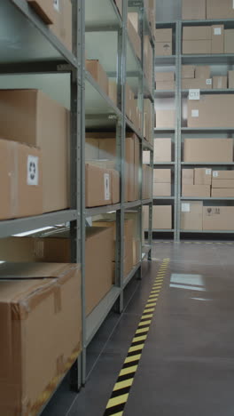 warehouse storage facility with cardboard boxes