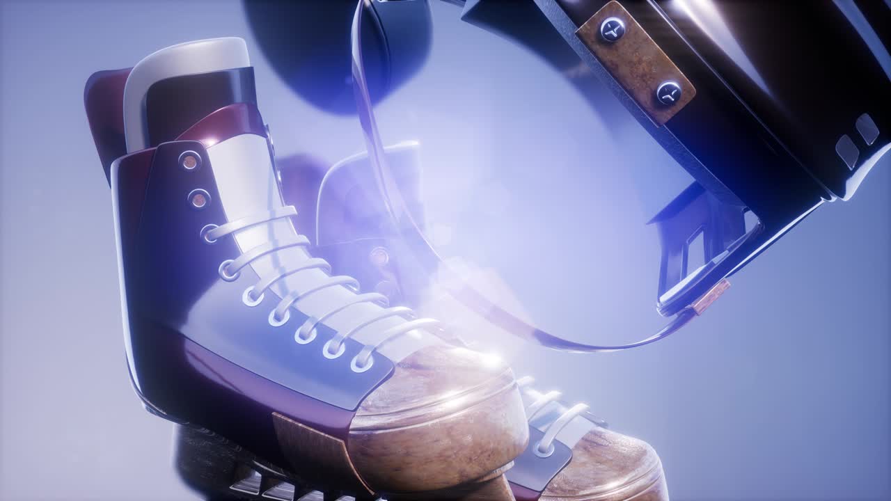 Flying Hockey Puck and Hockey Equipment