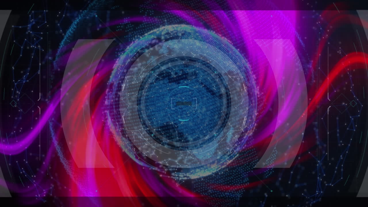 animación de escaneo de alcance y red de conexiones en todo el mundo