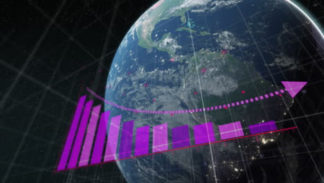 Animación-Del-Procesamiento-De-Datos-Estadísticos-Sobre-El-Globo-Contra-Fondo-Negro