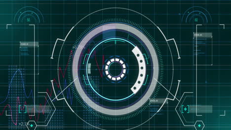animation of radar and computer language over multiple graphs moving on grid background