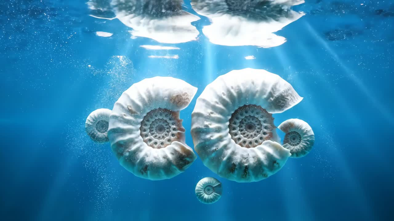 Ammonite Fossils Underwater