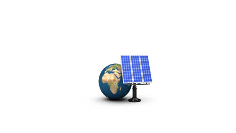 Animation-of-globe-with-solar-panels-on-white-background